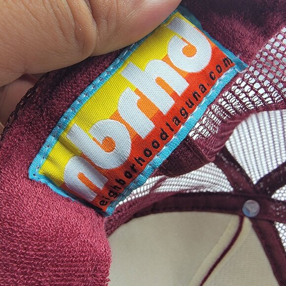 Laguna Beach Cheer Burgundy Trucker Hat Cap Glitter Letters Adjustable Casual - Picture 6 of 9